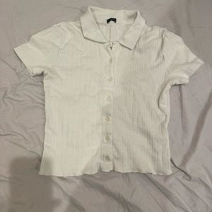 brandy melville collared white shirt sleeve top